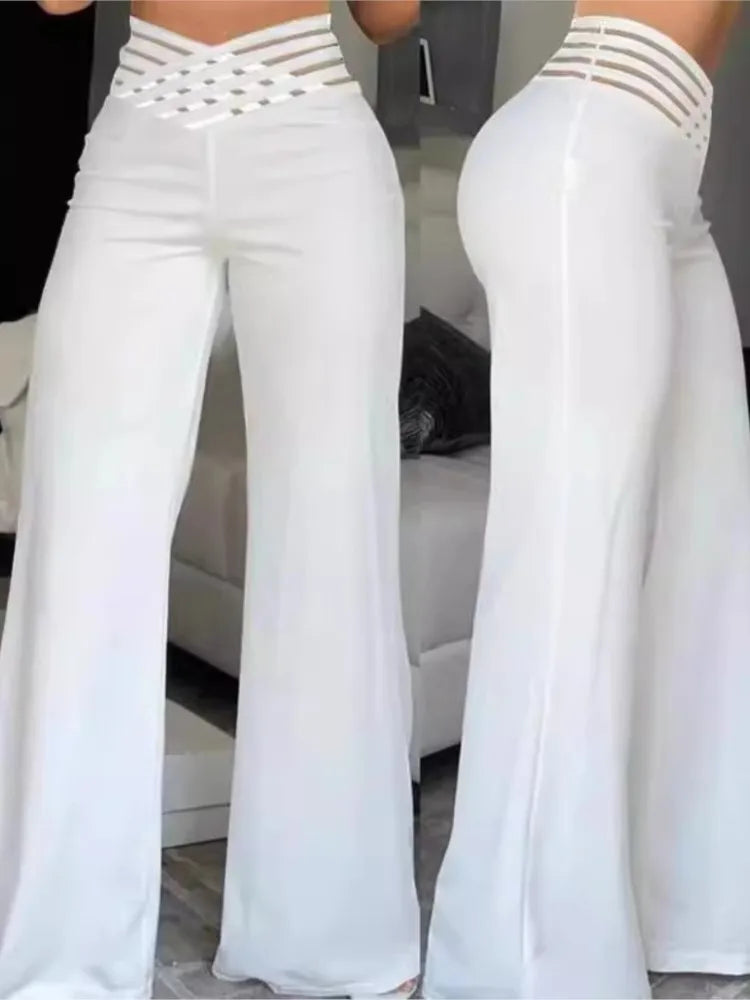 Spring Autumn Elegant High Waist Wide Leg Pants For Women Fashion Loose Long Pant Casual Office Solid Women Clothes New Pant