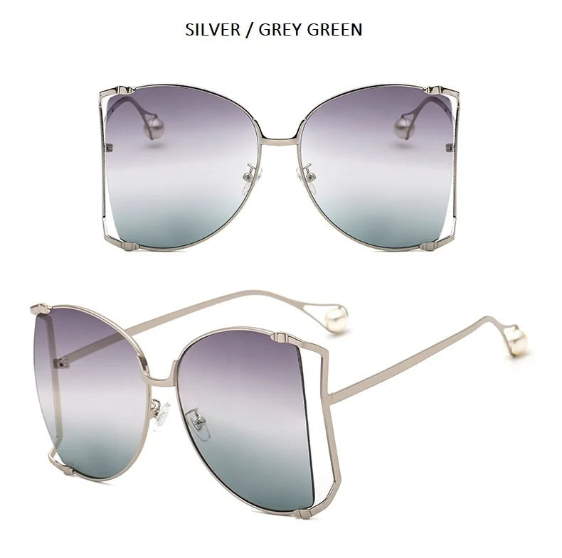 Fashion Model Ocean Yellow Square Sunglasses Women Luxury Brand Oversized Shades Pearl Chic Sun Glasses For Female Men Oculos