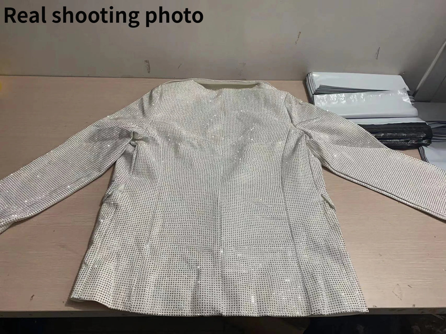 Blingbling Water Drill Suits Jacket 2023 New Spring Loose Long Sleeve Cardigans Mid-long Tailored Collar Women Blazers Coat