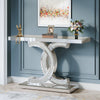 Tribesigns Gold Entryway Table, Modern 39-Inch Console Faux Marble Narrow Wood Sofa with Geometric Metal Legs