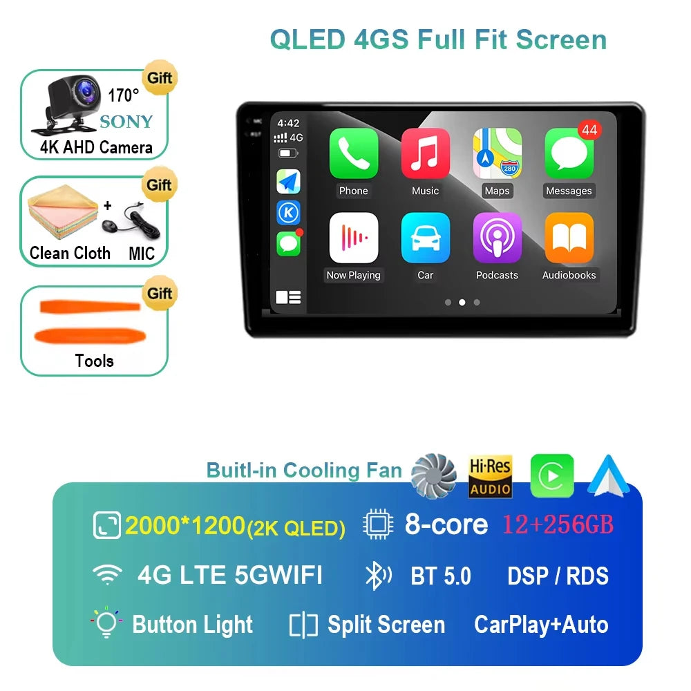 Android 14 For Audi A4 II 2 B6 III 3 B7 2000 - 2009 S4 2002 - 2008 RS4 2005 - 2009 Car Radio Multimedia Video Player Navigation