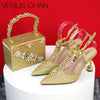 Spot Goods Red Color 2024 New Arrival Special Design Women Party Shoes Matching Bag Set For Luxury Wedding Party Women