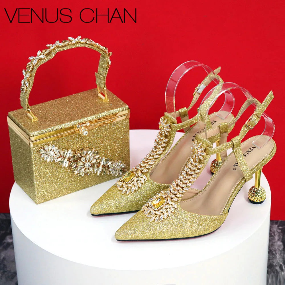 Spot Goods Red Color 2024 New Arrival Special Design Women Party Shoes Matching Bag Set For Luxury Wedding Party Women