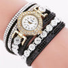 Fashion Rhinestone Blingbling Leather Wrap Quartz women watch