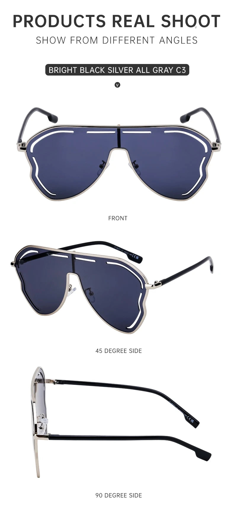 Oversized Hollow One-Piece Sunglasses Women Big Frame 2024 Luxury Brand Special-Shaped Sun Glasses For Ladies Eyewear Shades