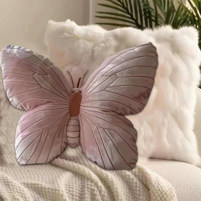 3D Butterfly Pillows Doll Pink Decorative Soft Pillow Exquisite Cute Doll Toy for Girls Sleeping Sofas Bedhead Pillow