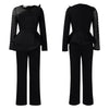 Luxury Jumpsuits & Rompers for Women Round Neck Beaded Transparent Sleeve High Waisted Elegant Female Birthday Party Overalls