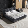 King Size Upholstered Platform Bed with Oversized Padded Backrest Headboard, Luxury Soft Cloud Bed Frame for Bedroom