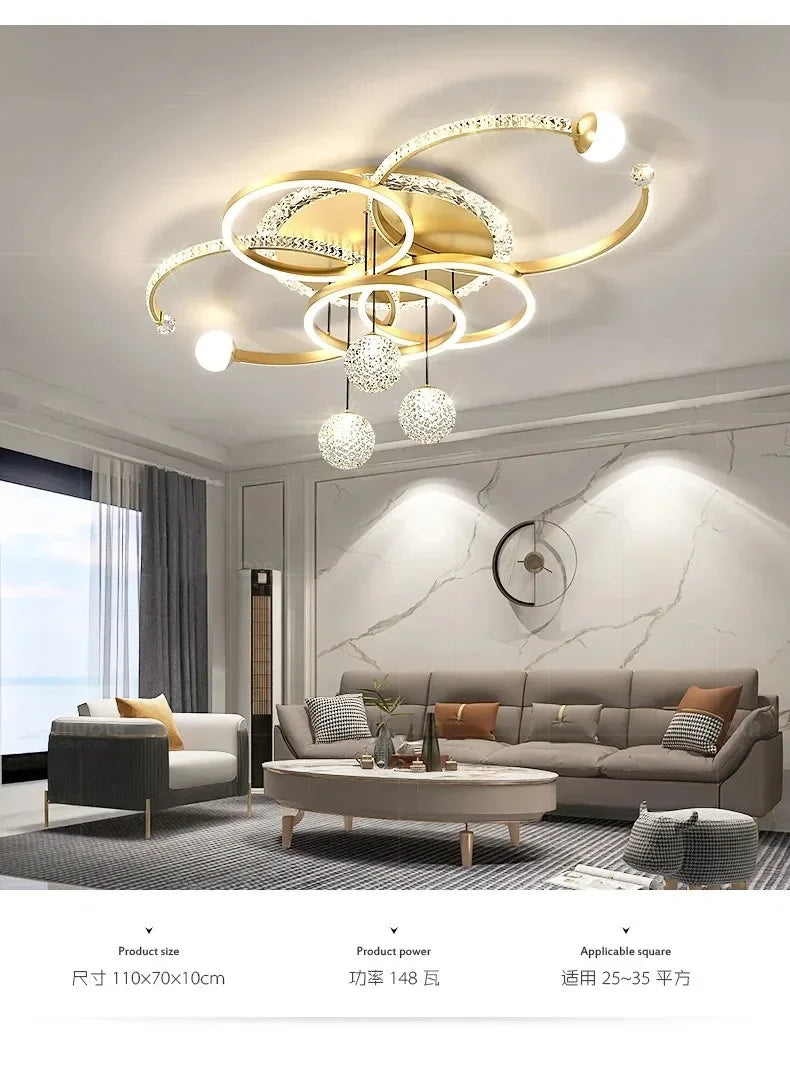 Modern Minimalist LED Ceiling Light Personalized Creative Ring Living Room Lights Gold Atmosphere Bedroom Study Chandelier