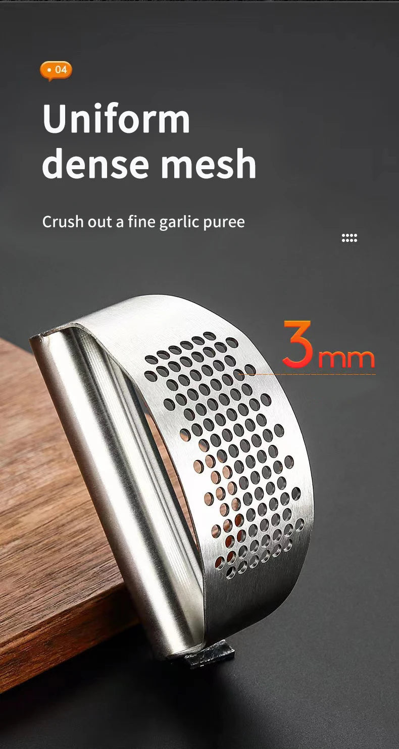 WORTHBUY Manual Stainless Steel Garlic Press, Garlic Chopped Ginger Crusher For Fruit Vegetable Tools Kitchen Accessories