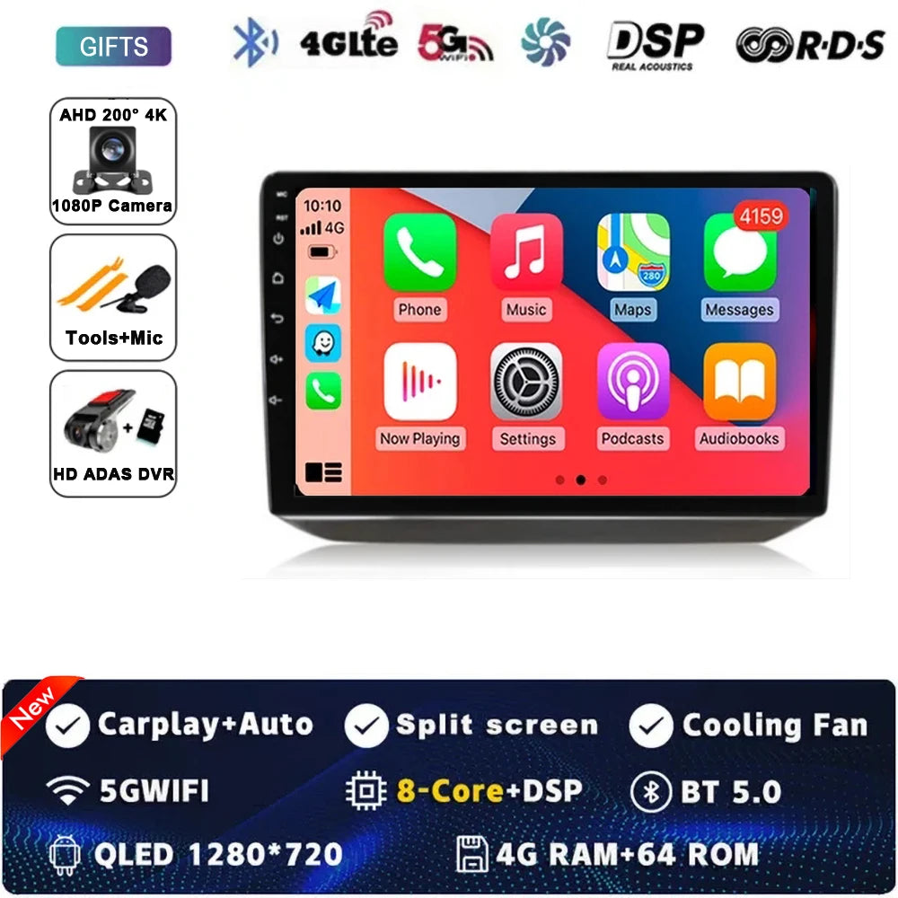 Android 14 Car Radio For Skoda Fabia 2 2007-2014 Multimedia Navigation GPS 4G WIFI Carplay Android Auto Player Carplay QLED 360