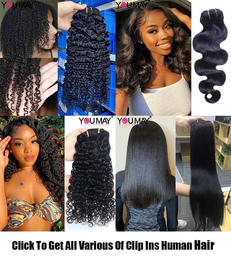 4B 4C Afro Kinky Curly Clip In Human Hair Extensions 100% Mongolian Virgin Hair Human Natural Black Clip Ins Afro Bundle YouMay