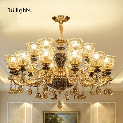 Chandelier Living Room Grand Luxury Crystal Lamp Dining Room Bedroom Decoration French Retro Chandelier Lighting Fixtures