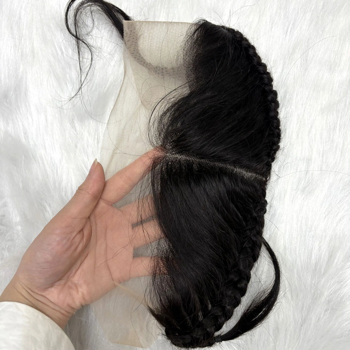 13x4 Transparent Lace Frontal with Braids 10 Inches Natural Brazilian Remy Hair Lace Frontal with Baby Hair for Women Girls