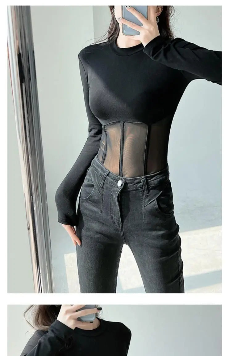 Summer Women T Shirt Girls T-Shirt Woman Clothes Long Sleeve Tops Spring Black Slim Tshirt Female Crop Top Tee Sexy Skinny Y2k