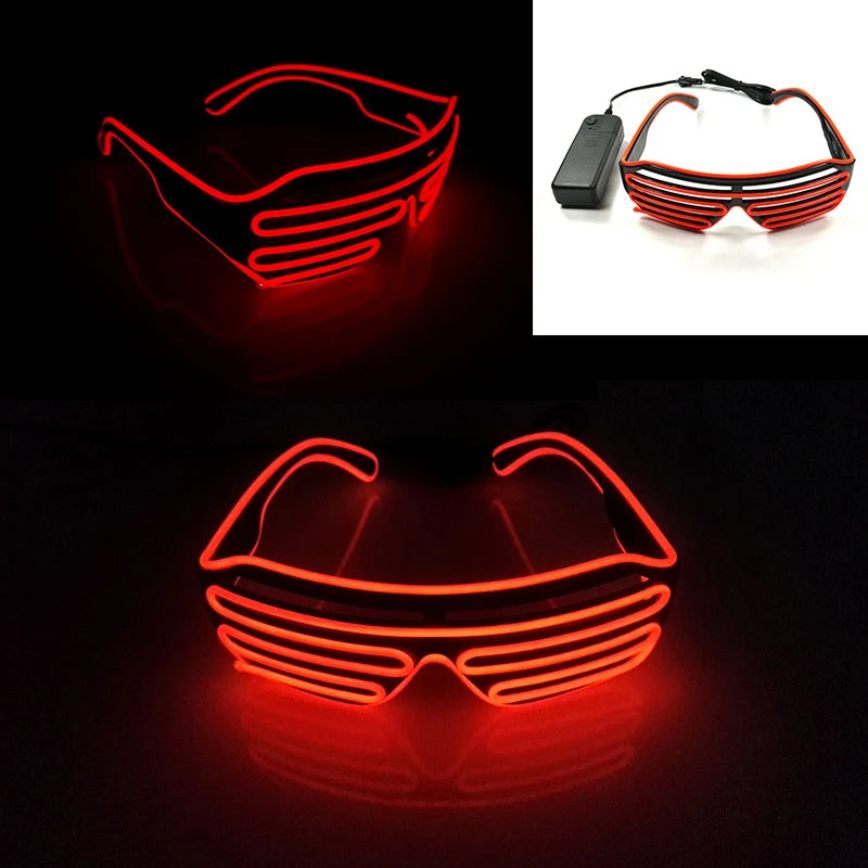 1pc Flashing Shutter Neon Rave Glasses Light Up Happy Bar Night  LED Sunglasses Men Women Boys Girls Decor Eyewear