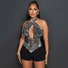 HLJ Gold Woman Evening Party Outfits Rhinestone Crystal Luxury Jumpsuits Women Corset Patchwork Bodycon Rompers Elegant Sexy