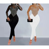 Elegant Women Jumpsuit Streetwear 2024 Spring Fashion Versatile Casual Solid Color Hot Diamond Long Sleeve Jump Suits for Female