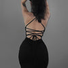 AltGoth Fairycore Sexy Midi Dress Women Streetwear Mall Gothic Backless Lace-up Halter High Waist Bodycon Dress Partywear Female