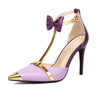 New Design Luxury Glod Purple Stilettos Pointed Toe T-strap High Heels Women Sandals Summer Party Dress Prom Shoes Pumps 2024