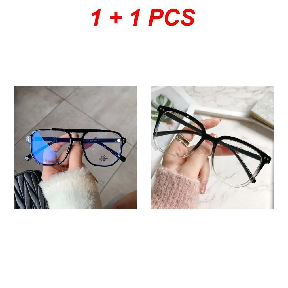 Retro Fashion Anti-blue Light Glasses Men Women Transparent Computer Glasses Frame Eyeglass Frame Flat Glasses Square Eyeglasse