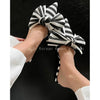 Oversize Bowtie Mule Shoes Women Fashion Pointed Toe Stripe Wave Slip-on Sandals Ladies Luxury Satin Silk Outdoor Flat Slippers