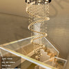 Staircase Long Pendant Lamp, Villa Lamp, Crystal Hanging Line Lamp, Duplex Living Room Spiral Lamp, Glass Romantic Decorative La