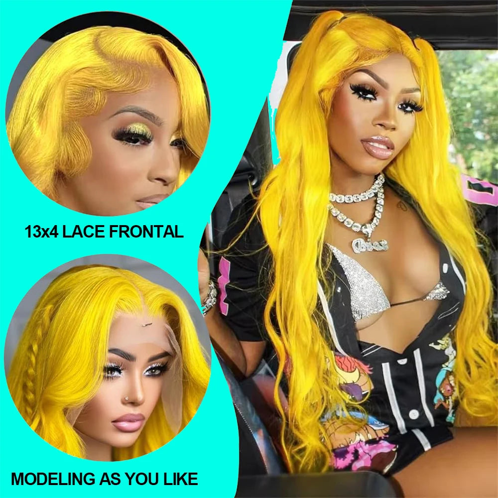 Light Yellow 613 13x6 HD Lace Frontal Wig Human Hair Body Wave Transparent Lace Wig 613 Colored Human Hair Wigs 200% For Women