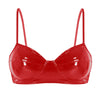 Fashion Moto Womens Lingerie Wetlook Sexy Leather Crop Tops Wire-free No Pad Bra Top for Raves Pole Parties Clubwear Costumes
