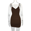 Women Sexy Cutout Bodycon Dress Euro Style Cross Back Straps Hollow Out Nightclub Party Evening Outfit Slim Fit Stretchy Dress
