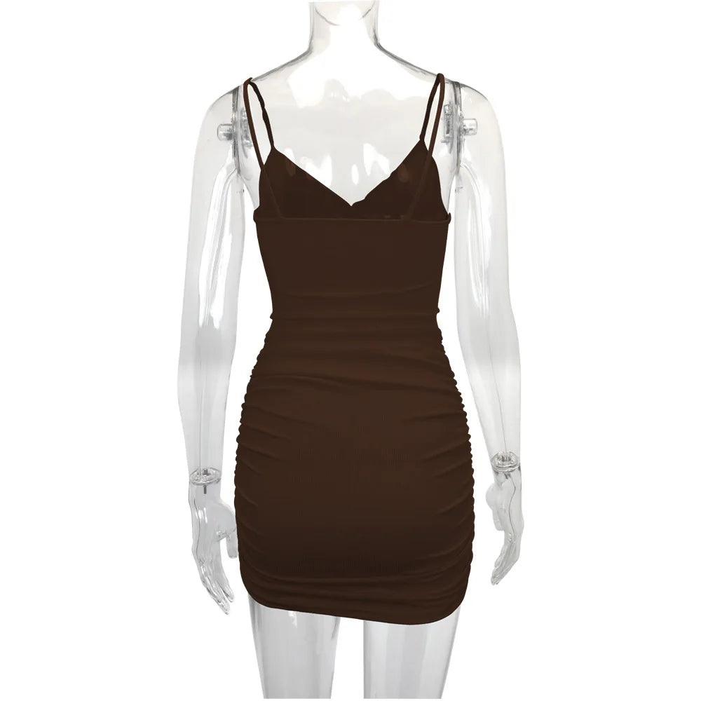 Women Sexy Cutout Bodycon Dress Euro Style Cross Back Straps Hollow Out Nightclub Party Evening Outfit Slim Fit Stretchy Dress