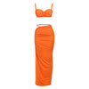 Nibber Sexy Women 2 Piece Set Bandage Ruched Square Collar Bra+Skinny Long Skirts 2025 Summer Vacation Beach Party Trend Suits