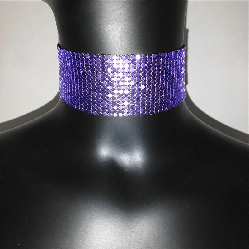 Fashion Metal Sequins Chokers Necklace Jewelry Women Statement Choker Wedding Necklace Jewelry Accessories For A Gift