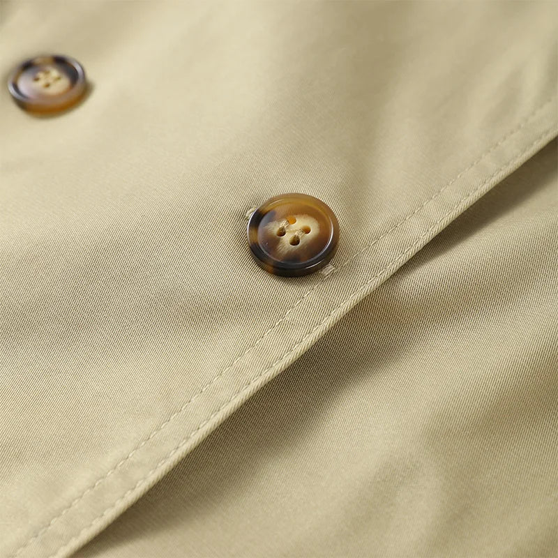 Fashion Belt Short Trench Coat Women Stand Collar Double Breasted Pocket Long Sleeve Coats 2025 Autumn Lady Commute Chic Outwear