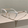 2023 New Vintage Cat Eye Glasses Frame New Stylish Semi Metal Rim Women Eyewear Trendy Brand Design Non-prescription Eyeglasses