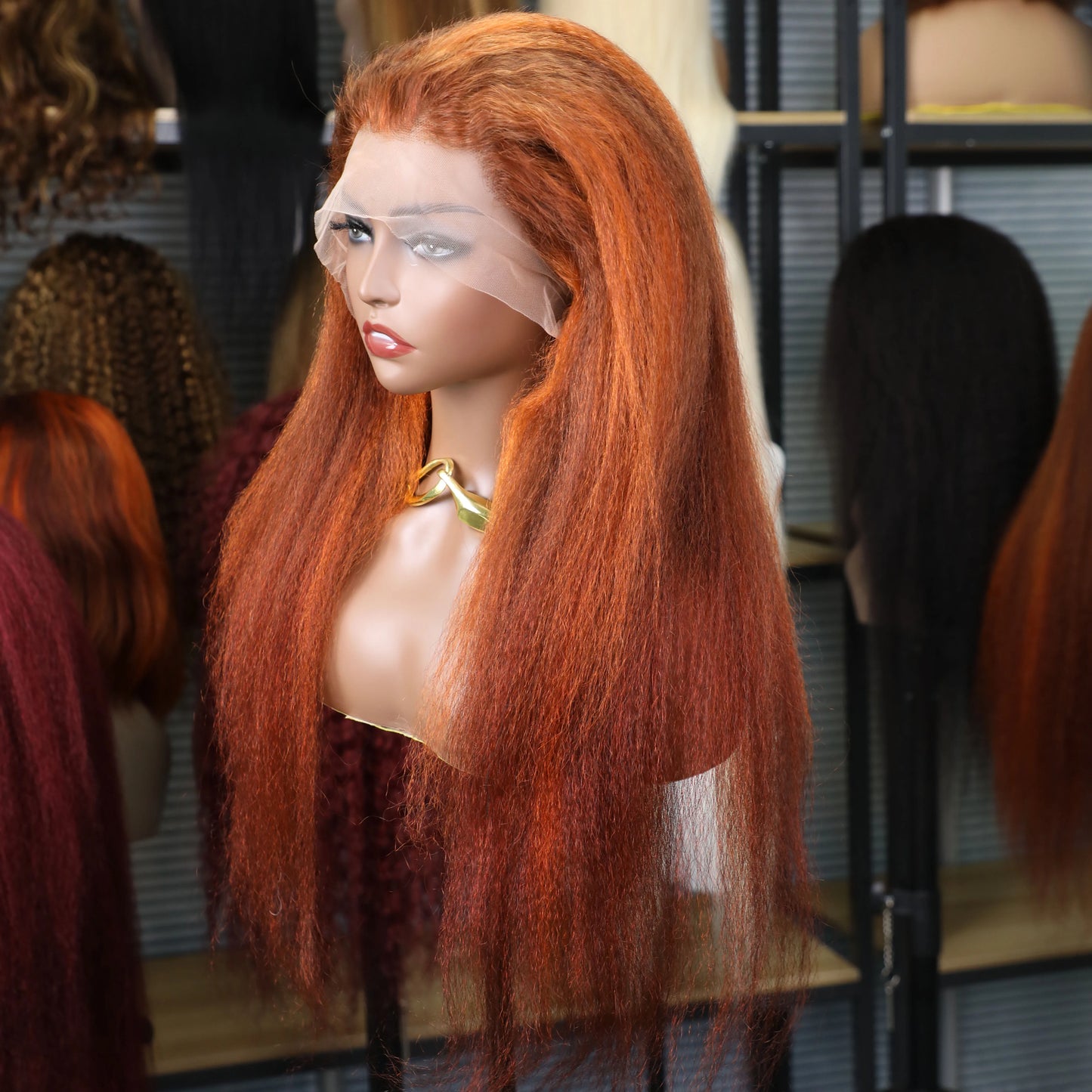 4/350 Piano Color Kinky Straight 13x6 Lace Frontal Human Hair Wigs Highlight Ginger Orange Brown Color Remy 13x4 Lace Front Wig