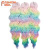 FASHION IDOL 24 Inch Synthetic Hair Water Wave Braiding Hair Extensions Ombre Rainbow color Deep Wave Curl Twist Crochet Hair