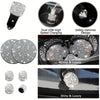 Car Accessories Set 27/4Piece Women Bling Universal Fit Polyester Steering Cover Shiny License Frame Phone Holder Coasters Tools