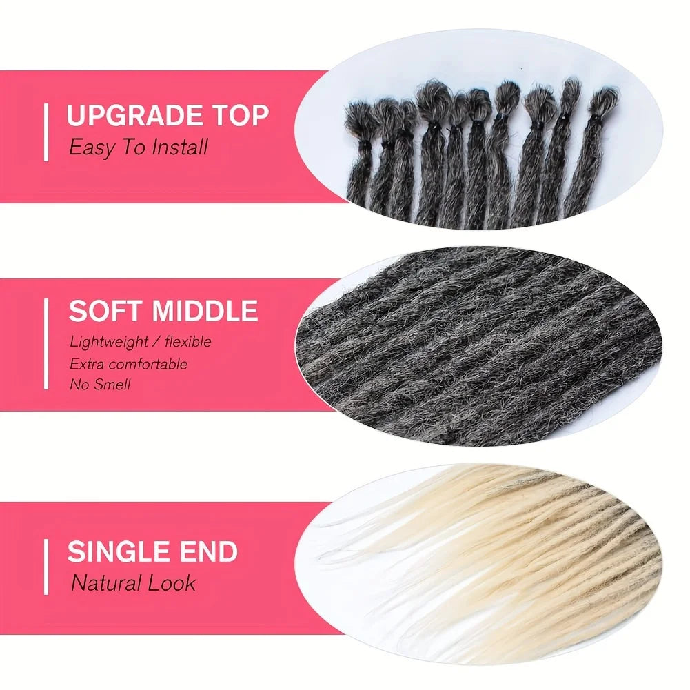 24Inch Dreadlock Extensions Synthetic Loc Extensions 0.6CM 100% Full Head Handmade Permanent Dreadlocks Extension for Men/Women
