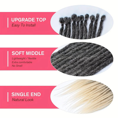 24Inch Dreadlock Extensions Synthetic Loc Extensions 0.6CM 100% Full Head Handmade Permanent Dreadlocks Extension for Men/Women