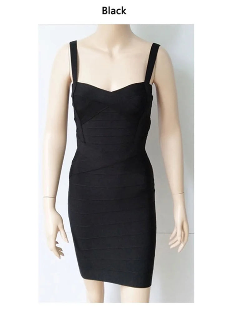2025 New Women Sexy Spaghetti Strap Rayon HL Elastic Celebrity Bandage Dress Bodycon Mini Club Evening Party Dresses Drop Ship