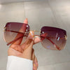 Y2K Luxury Brand Designer Rimless Square Sunglasses Women For Female Trendy Sun Glasses Diamond Butterfly Pink Punk Shades UV400