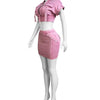 HLJ&GG Fashion Pocket Cargo Hooded Two Piece Sets Women Zip Slim Crop Top And Mini Skirts Outfits Female Washed 2pcs Streetwear
