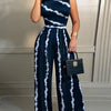 Elegant Women Wide Leg Long Juumpsuit 2024 Spring Summer Fashion Printed Sleeveless Casual Holiday Bodysuits Jumpsuits Trousers