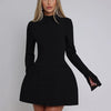 Mozision Long Sleeve Backless Sexy Mini Dress For Women Autumn Winter New O Neck High Waist A-line Club Party Sexy Dress Elegant