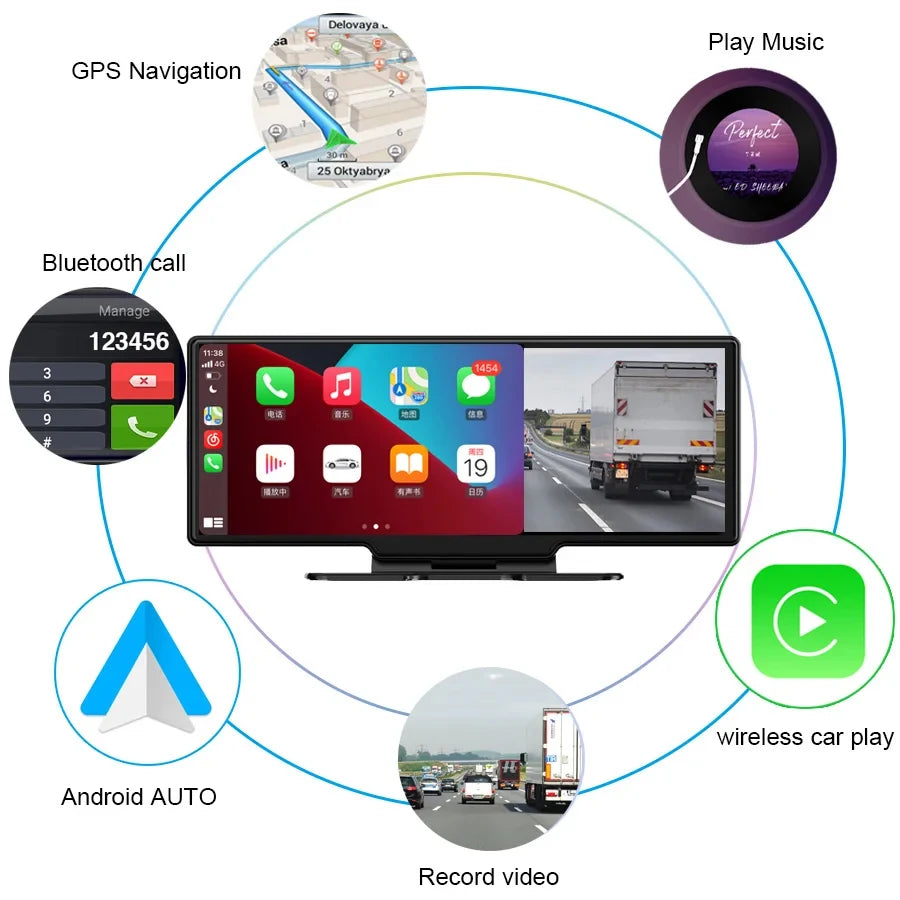 10.26“  Dash Cam 4K 3840*2160P Car Dvr Carplay Android Auto GPS 5G WIFI  Stream RearView Mirror Dashcam Camera Drive Recorder FM