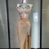 Summer New Women Sexy Strapless Two Pieces Set Glitter Night Club Skirt Suits Laced Singer Dancer Stage Performance Costume