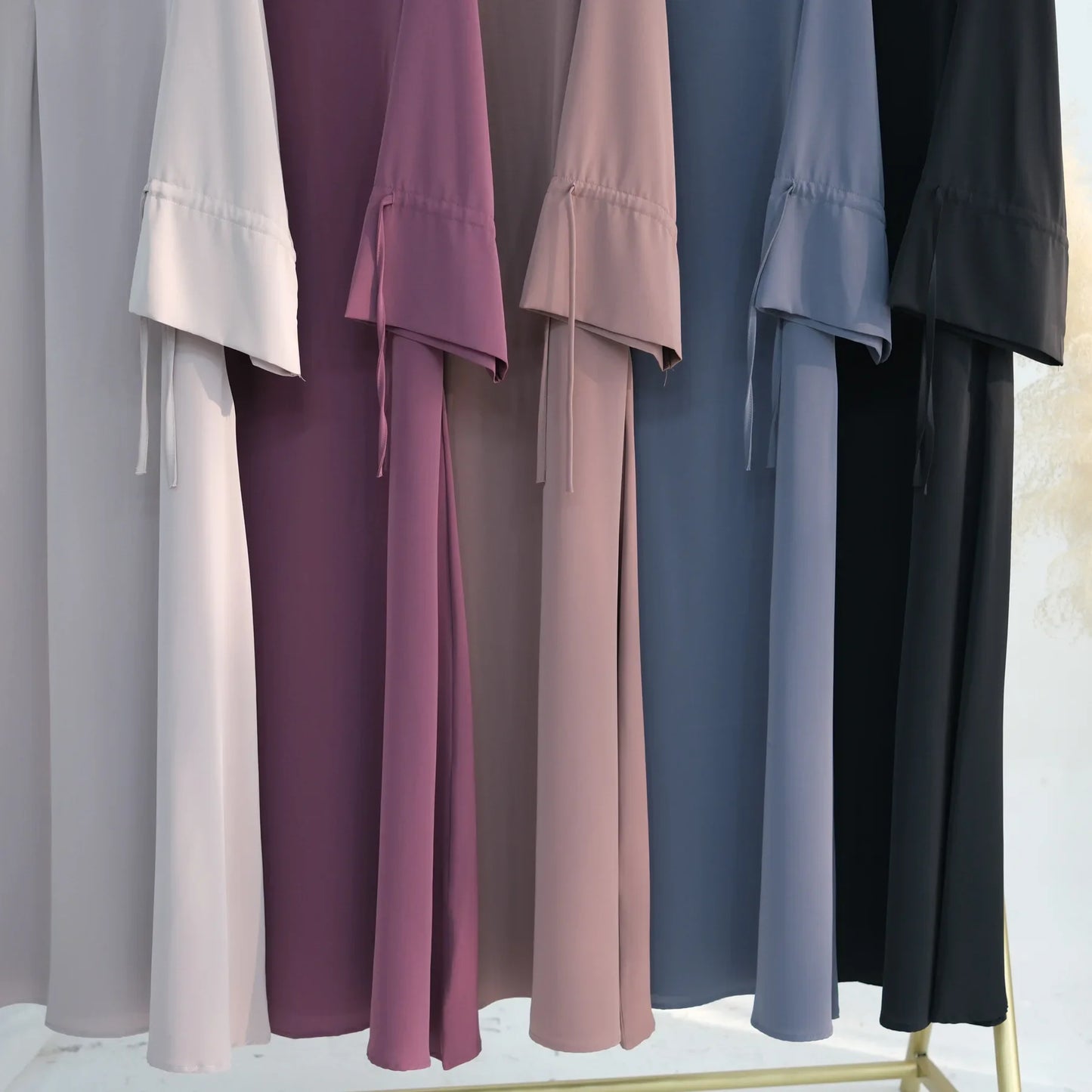 2025 Premium Nida Ruffle Sleeves Women Muslim Dress with Front Zipper Ramadan Abaya Islam Clothing Maxi Dress Female Modest Robe