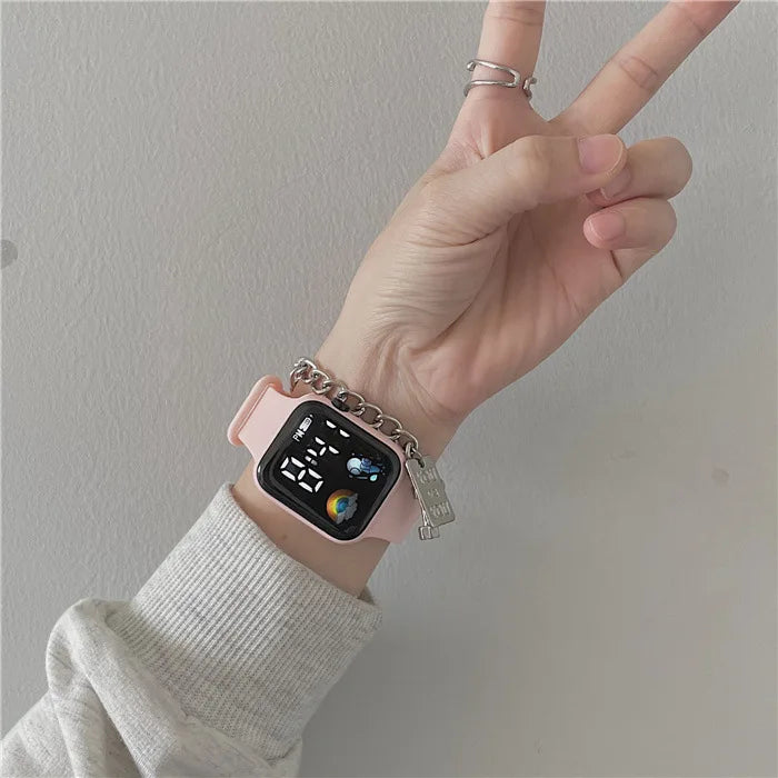 Technological LED Astro Watch for Women and Men Students Ins High Beauty Watches with Simple Fashion and Waterproof Electronics