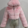 Women Warm Faux Fur Coat Winter Vintage Gradient Jacket Furry Outerwear Jackets Hooded Coats Plus Size Autumn Winter Streetwear